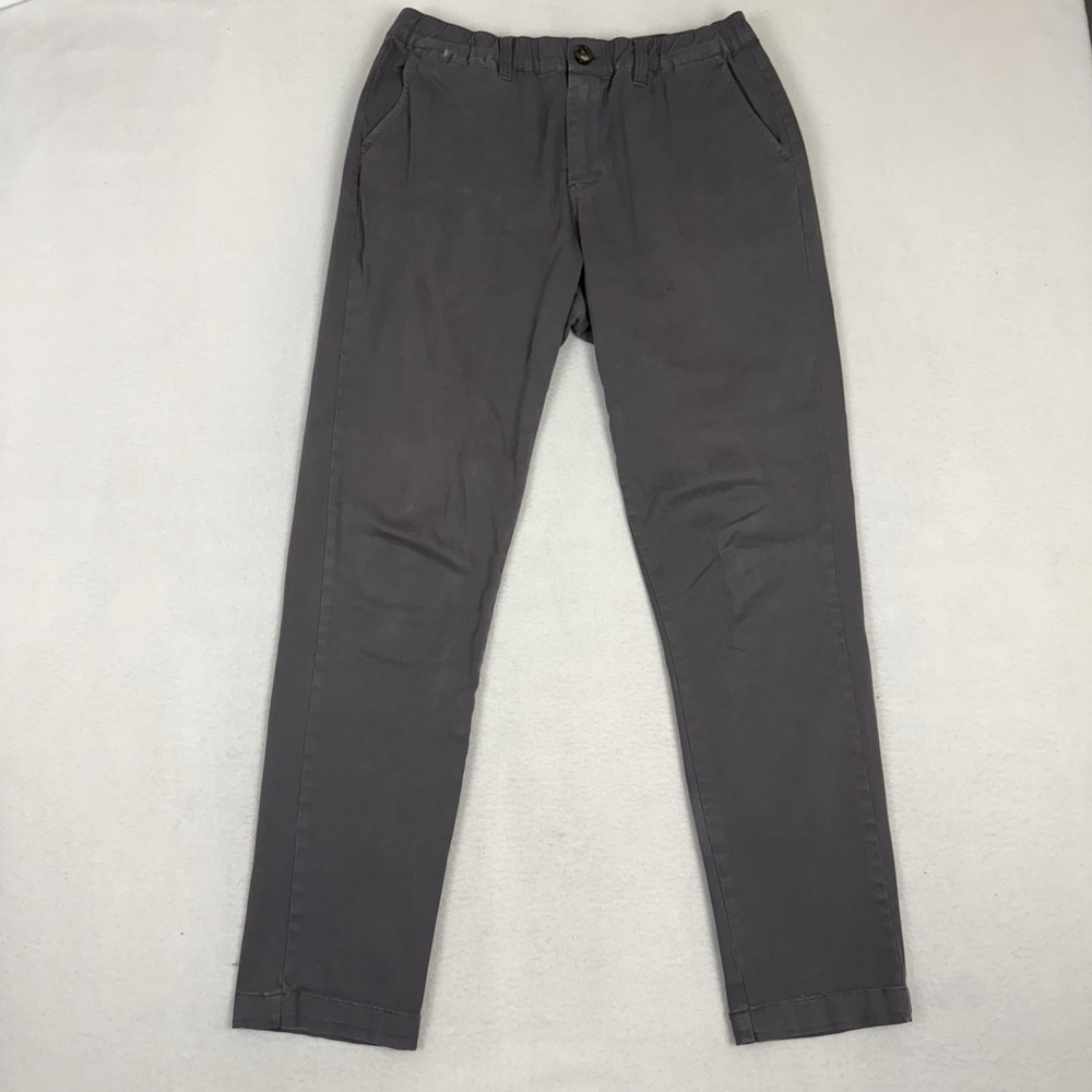 Cove USA Mens Chino Stretch Pants 30 Charcoal Gray Elastic Waist Straight Leg